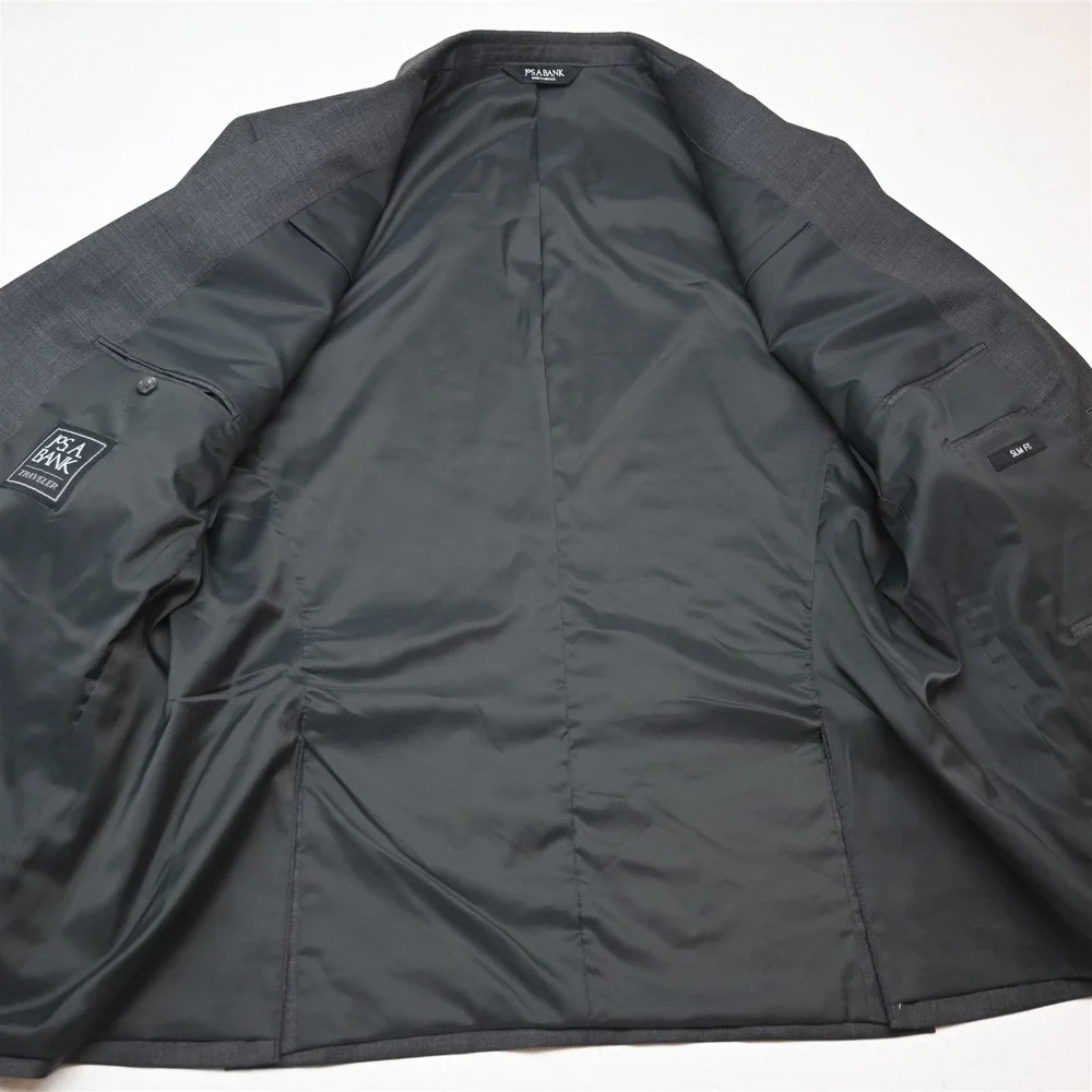 Jos A Bank 50R 48x30 Gray 100% Wool Traveler Mens Jacket Pants Suit